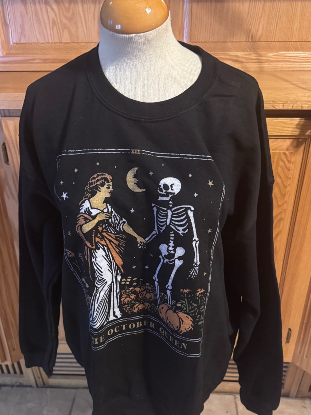 Lucy Joynes XL Black Sweatshirt "The October Queen" Crew Neck Halloween Fall
